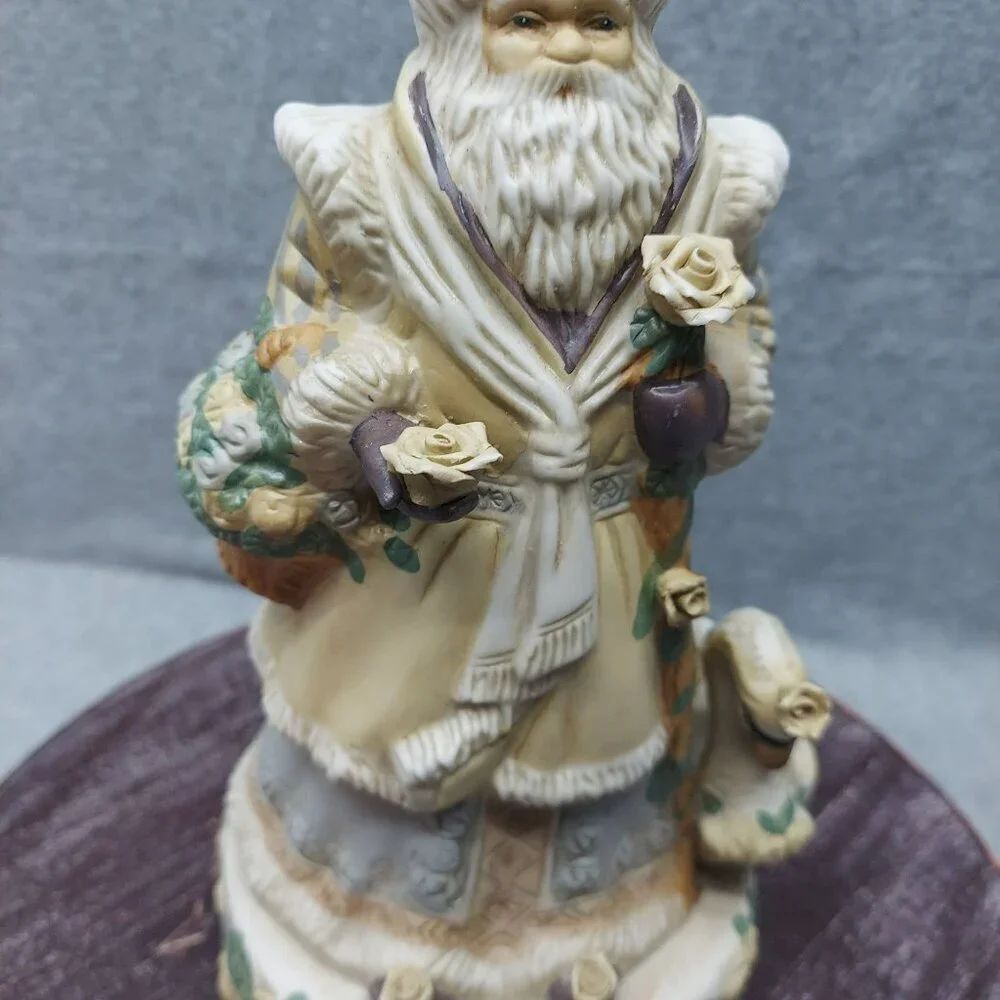 Old World Santa Claus Collectible Porcelain Figurine With Intricate Floral Detai